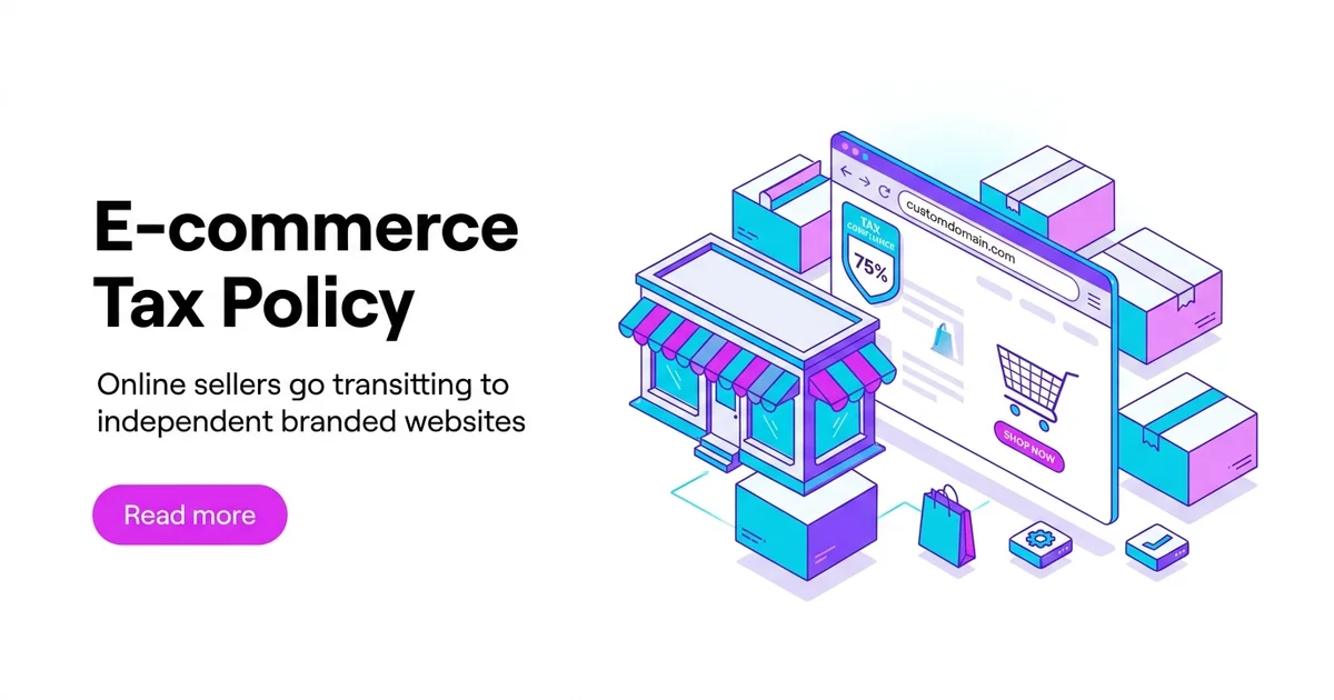Ilustrasi transisi dari marketplace ke website toko online mandiri era regulasi pajak e-commerce